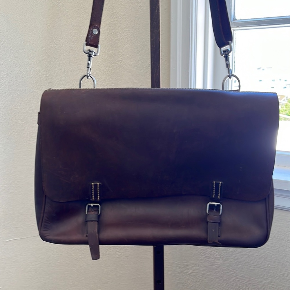 J. Crew Leather Expandable Mailbag/Satchel